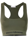 Rabanne Logo-jacquard Sports Bra In Green