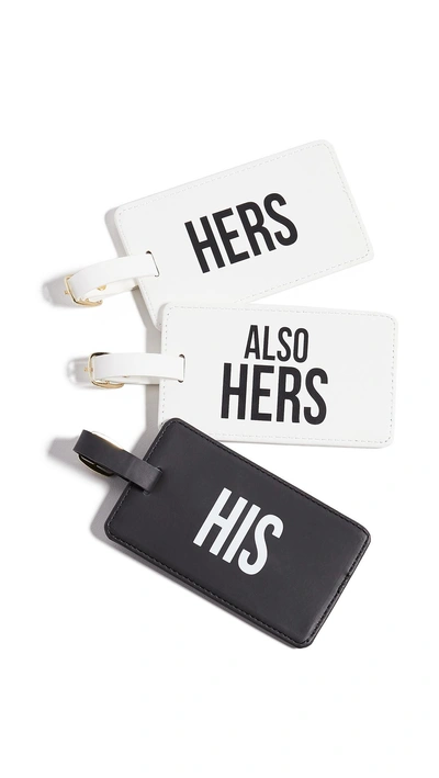 Gift Boutique Luggage Tag Boxed Gift Set In White/black