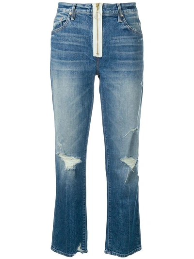 Mother High Rise Cropped Jeans - Blue
