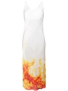 Priscavera Fire Print Slip Dress - White