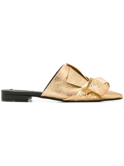 N°21 Nº21 Bow Detail Pointed Mules - Gold