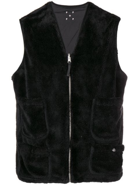 Pop Trading International Furry Zipped Waistcoat In Black | ModeSens