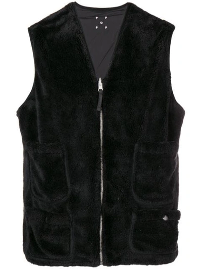 Pop Trading International Furry Zipped Waistcoat In Black
