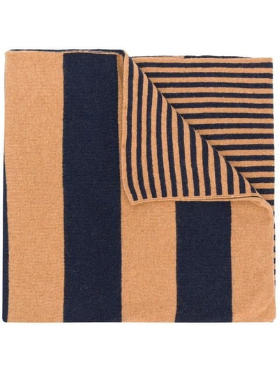 Dondup Striped Scarf In Blue