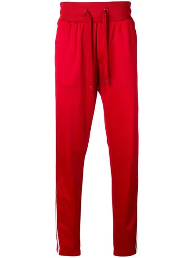 Dolce & Gabbana Logo Striped Track Pants In Red