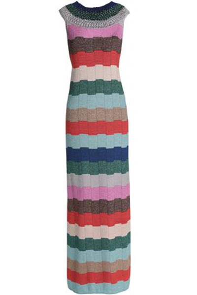 Missoni Woman Metallic Striped Crochet-knit Maxi Dress Multicolor