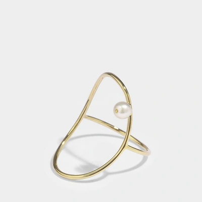 Anissa Kermiche | Oval Perlee Ring In 14k Yellow Gold And Pearl
