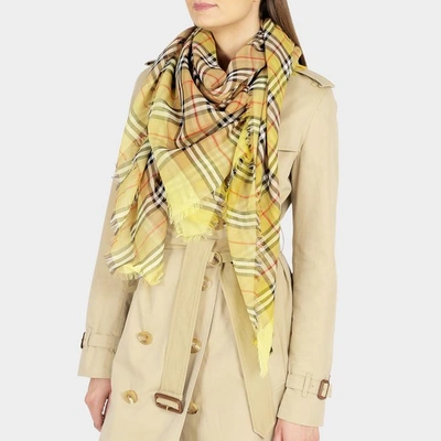 Burberry 145x145 Colourblock Vintage Check Square Scarf In
