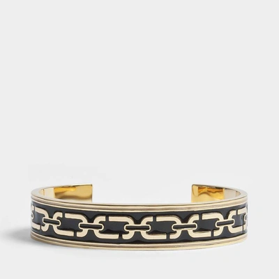 Marc Jacobs Double J Enamel Printed Chain Cuff Bracelet In Black Enamel - Jewelry Us