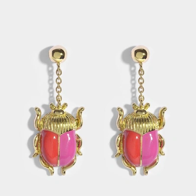 Aurelie Bidermann | Elvira Scarab Earrings In Red And Pink