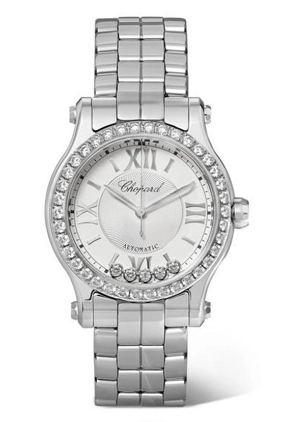 Chopard Happy Sport Automatic 30mm Stainless Steel And Diamond Watch In Silver