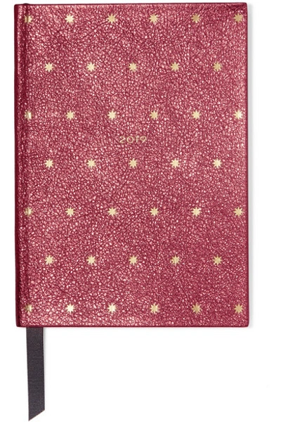 Smythson Panama Metallic Printed Textured-leather Notebook In Pink