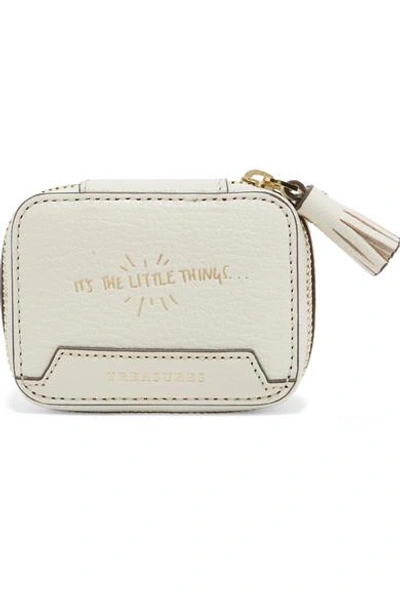 Anya Hindmarch Keepsake Small Embossed Textured-leather Case In Cream