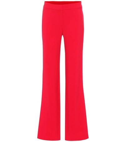 Carolina Herrera High-rise Wide-leg Wool-blend Pants In Red