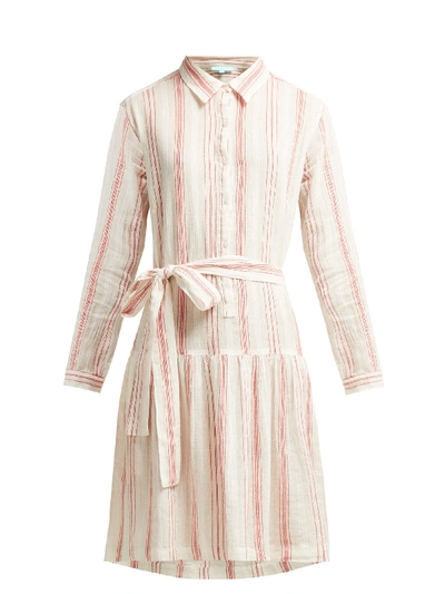 Melissa Odabash Amelia Striped Cotton Shirt Dress In Red And White