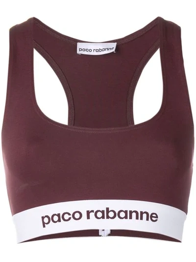 Rabanne Racer Back Logo Cropped Top In Red