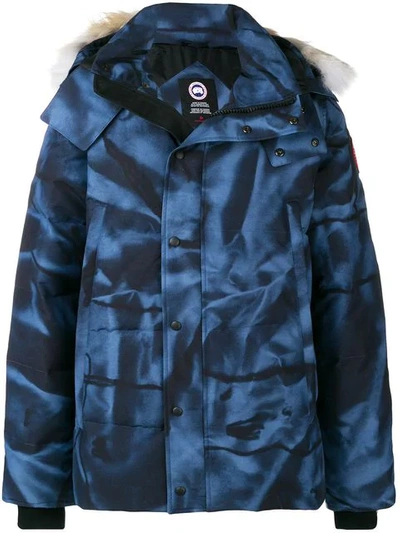 Canada Goose Printed Hooded Jacket In Blue