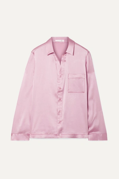 Skin Reina Stretch-silk Satin Pajama Shirt In Baby Pink