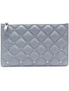 Valentino Garavani Valentino - Candystud Quilted Leather Pouch - Womens - Light Blue In J14 Grey