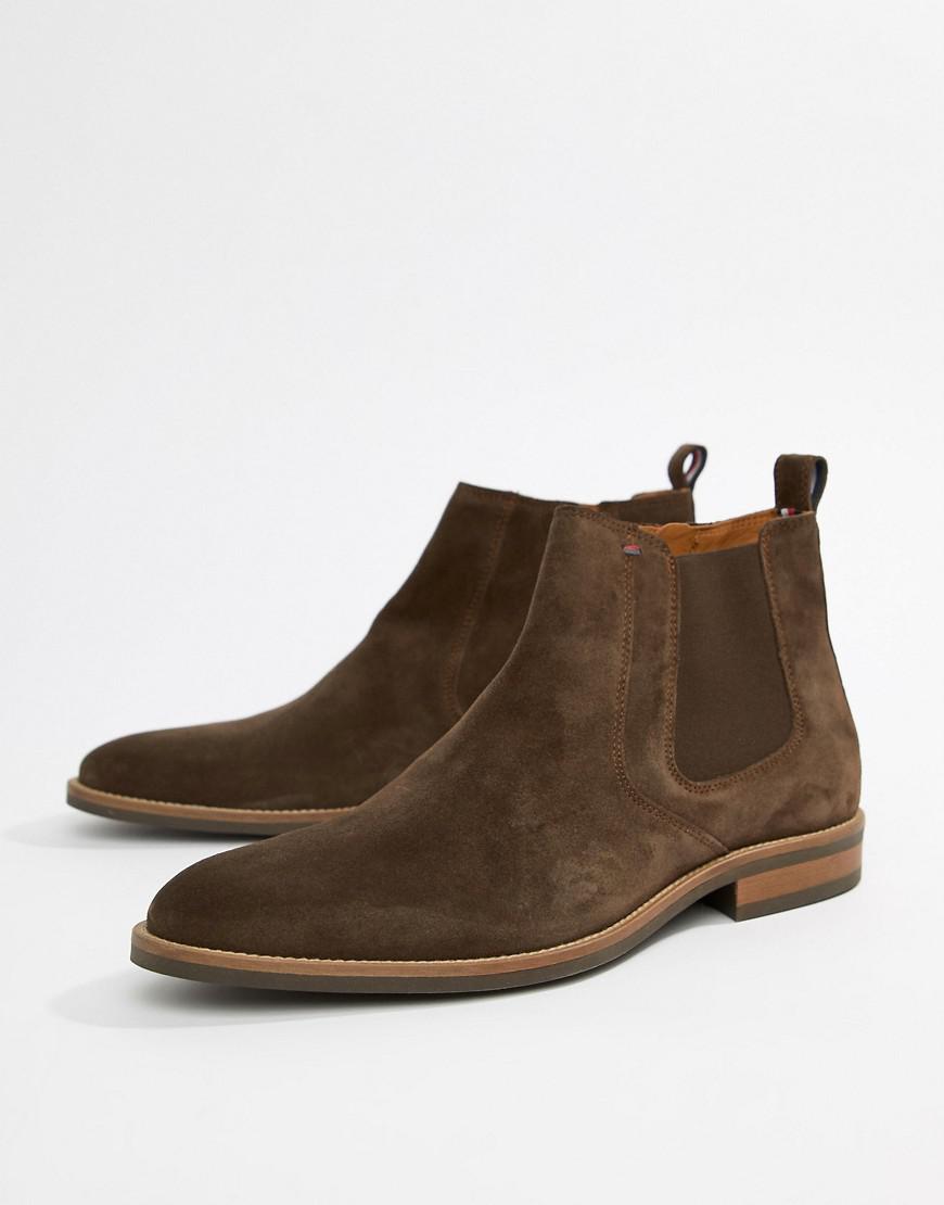 Tommy Hilfiger Essential Suede Chelsea Boots In Brown - Brown | ModeSens