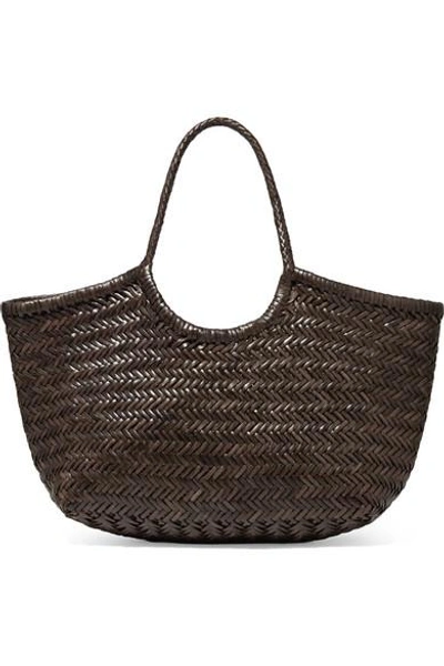 Dragon Diffusion Nantucket Large Woven Leather Tote In Dark Brown