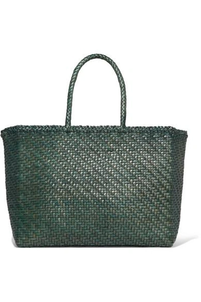 Dragon Diffusion Basket Big Woven Leather Tote In Green