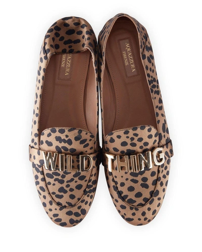 Aquazzura Wild Thing Printed Moccasin Loafers In Black/gold