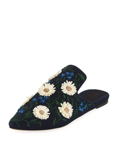 Sanayi313 Margherita Flower Embroidered Mules In Black