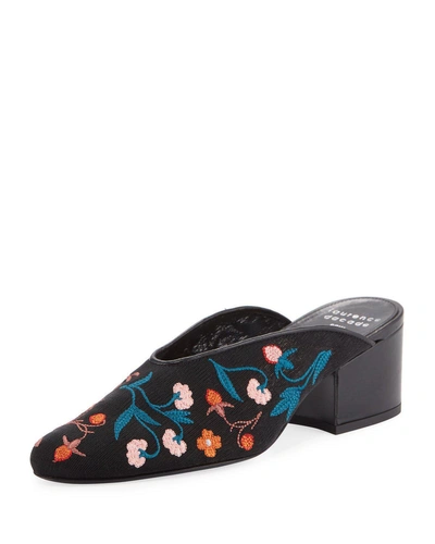 Laurence Dacade Rissy 30mm Embroidered Mules In Black Pattern