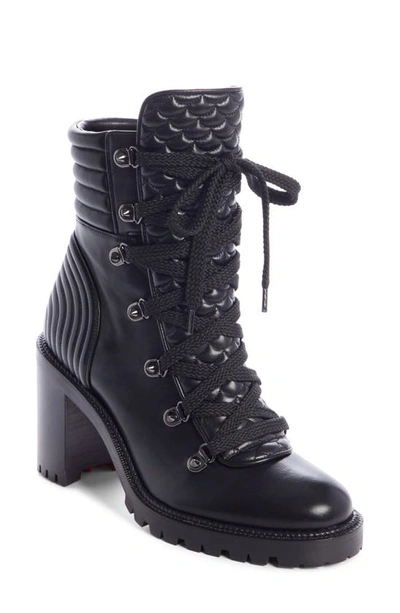 Christian Louboutin Mad Lace-up Leather Block-heel Hiker Boots In Black