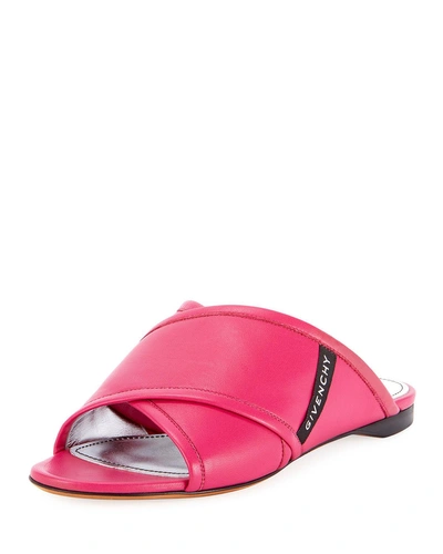 Givenchy Crisscross Leather Flat Sandals In Pink