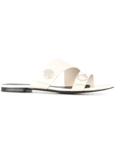 3.1 Phillip Lim / フィリップ リム Drum Flat Leather Slide Sandals In White
