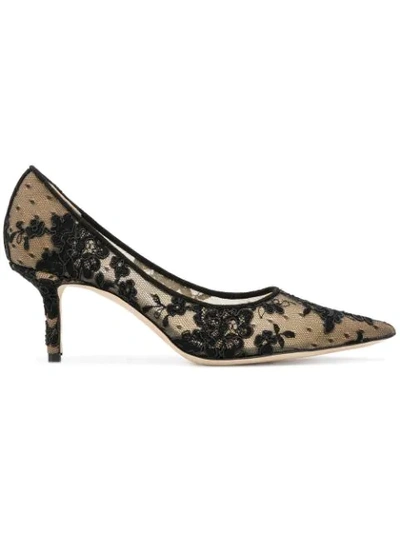 Jimmy Choo Love 65 Floral-lace Courts In Black