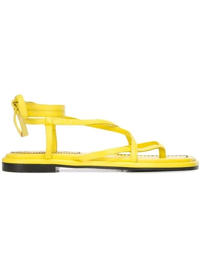 Proenza Schouler Flat Leather Lace-up Sandals In Yellow