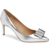 Ferragamo Zeri Metallic Bow Pumps In Silver