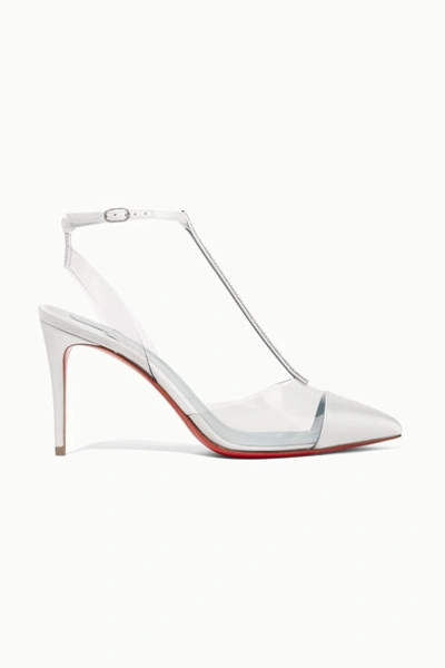 Christian Louboutin Nosy 85 Crystal-embellished Satin And Pvc Pumps In White