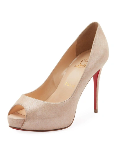 Christian Louboutin New Very Prive Peep-toe Red Sole Pumps In Nude