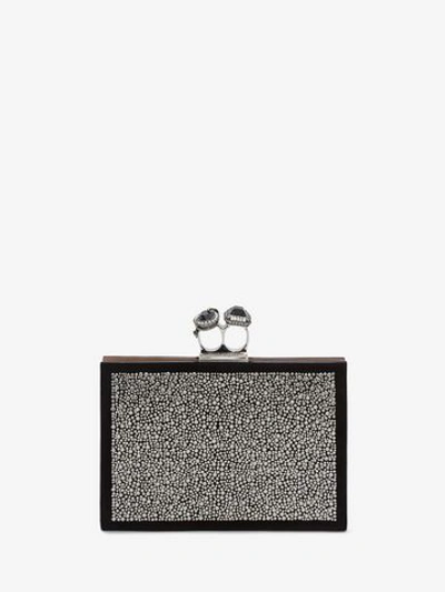 Alexander Mcqueen Jeweled Double Ring Crystal Clutch Bag In Black