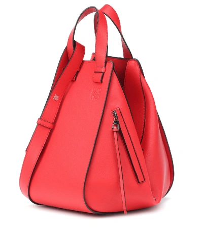 Loewe Hammock Medium Grained Leather Satchel Bag In Red