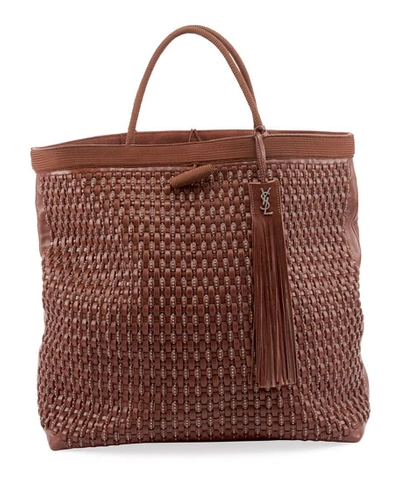 Saint Laurent Patti Large Woven Tote Bag In Brown