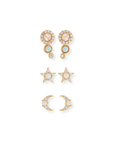 Tai Opal Stud Earrings, Set Of 3 In White