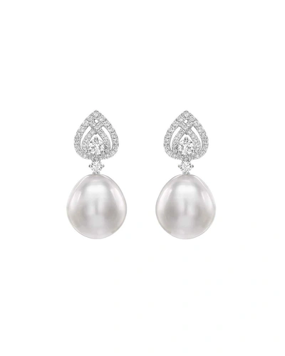 Kiki Mcdonough Bridal 18k White Gold, Diamond & Pearl Spade Earrings In White/gold
