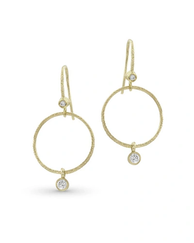 Dominique Cohen Textured 18k Gold Diamond Hoop Drop Earrings