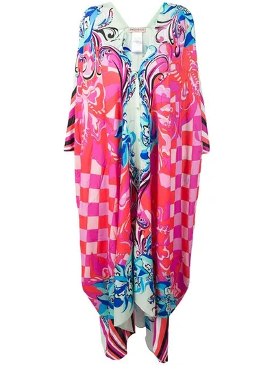 Emilio Pucci 3/4-sleeve Mixed-print Long Caftan In Bright Pink