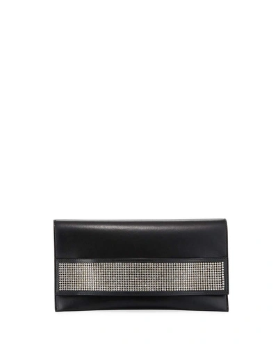 Vbh Passe Partout Xl Leather And Crystal Clutch Bag In Black