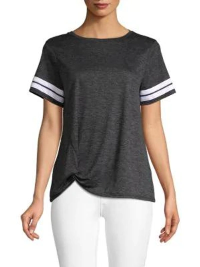 C&c California Striped Knot-front T-shirt In Black