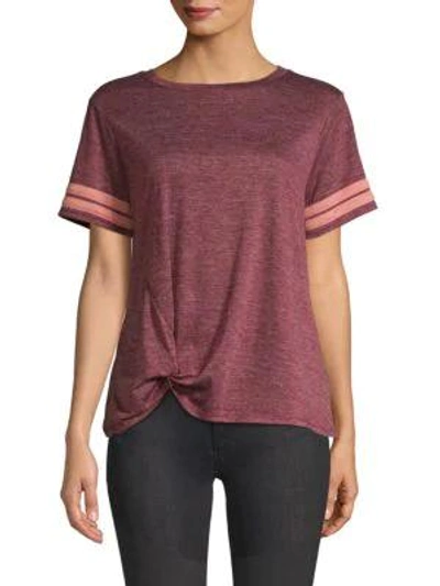 C&c California Striped Knot-front T-shirt In Cranapple