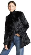 H Brand Alyssa Rabbit Fur Coat In Black