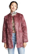 H Brand Alyssa Rabbit Fur Coat In Berry