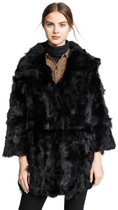 Adrienne Landau Fur Coat In Black